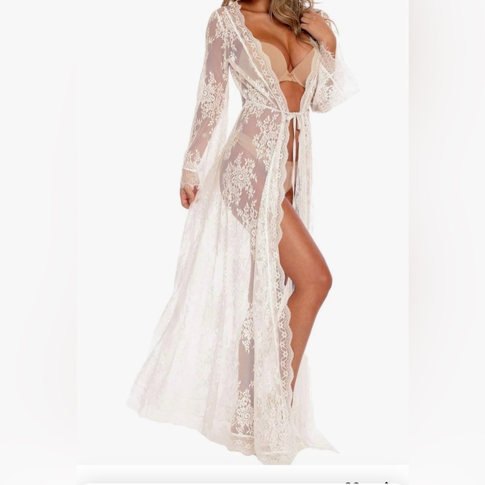 Lace bridal robe